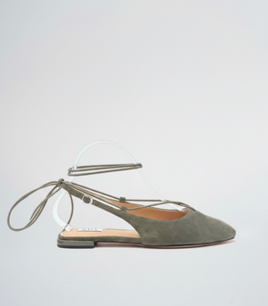 Solea — Olive Suede Lace Up Flat