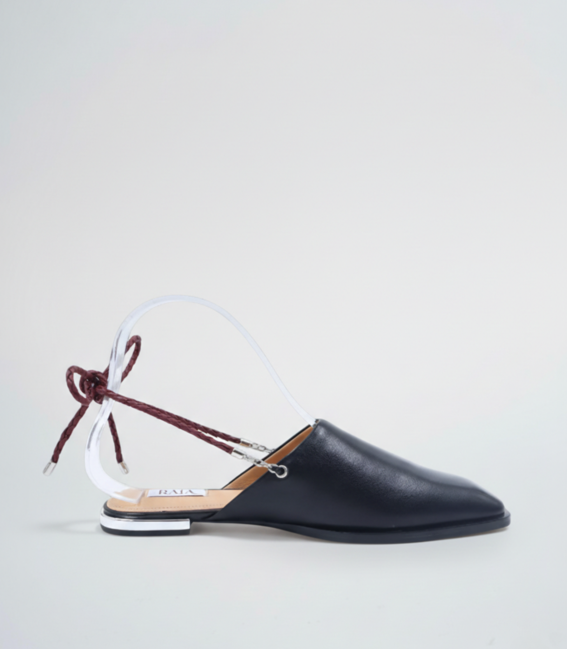 Vetra — Black Leather Lace-Back Flat