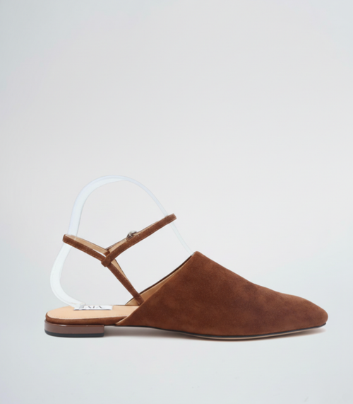 Cognac — Suede Slingback Flat