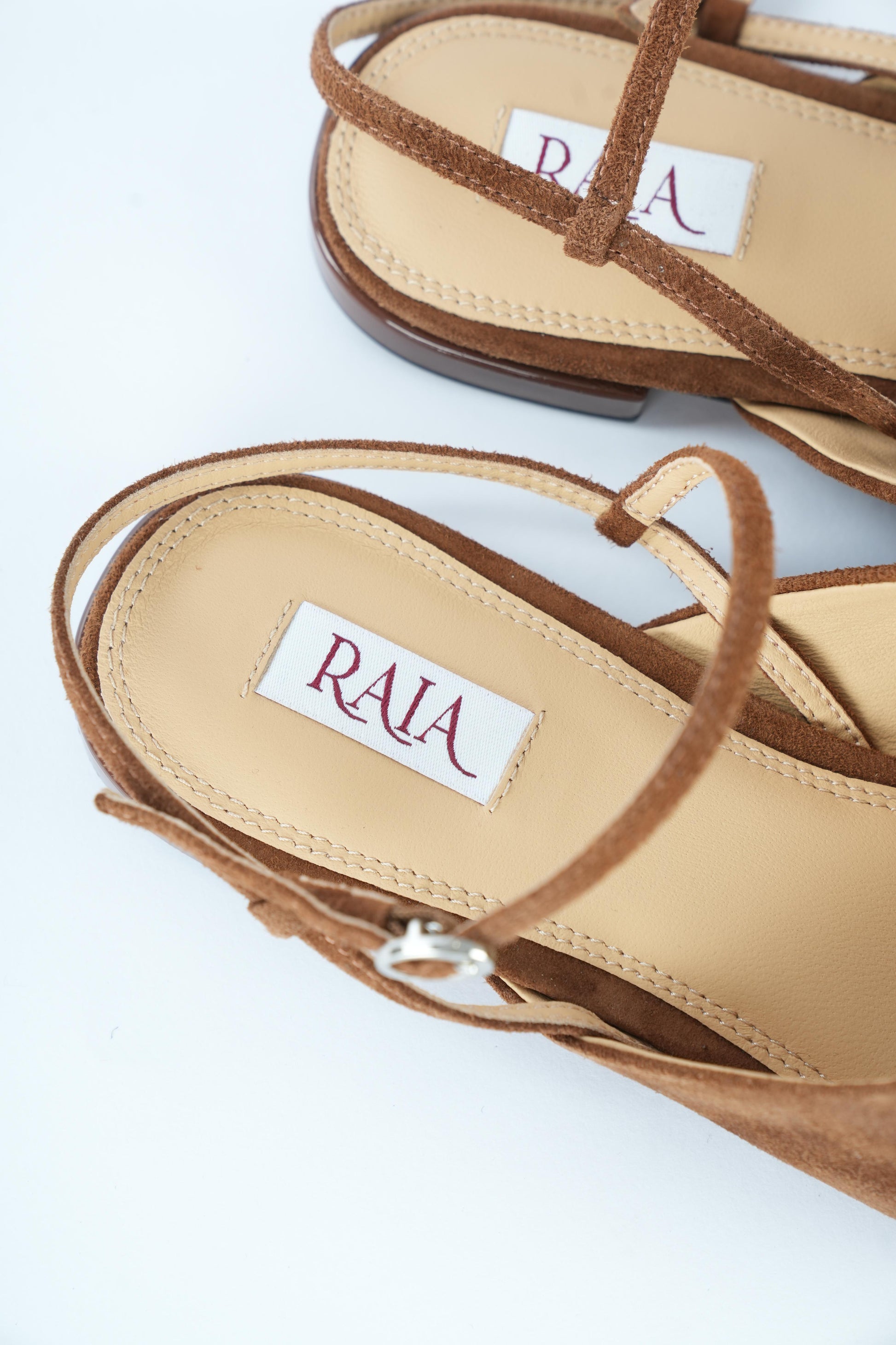 Cognac — Suede Slingback Flat