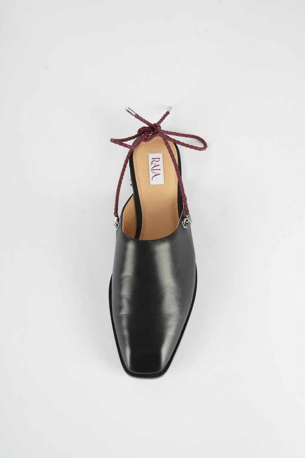 Vetra — Black Leather Lace-Back Flat